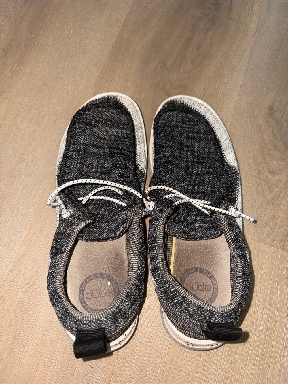 Hey Dude Black & White Knit Lace-Up Casual Sneakers